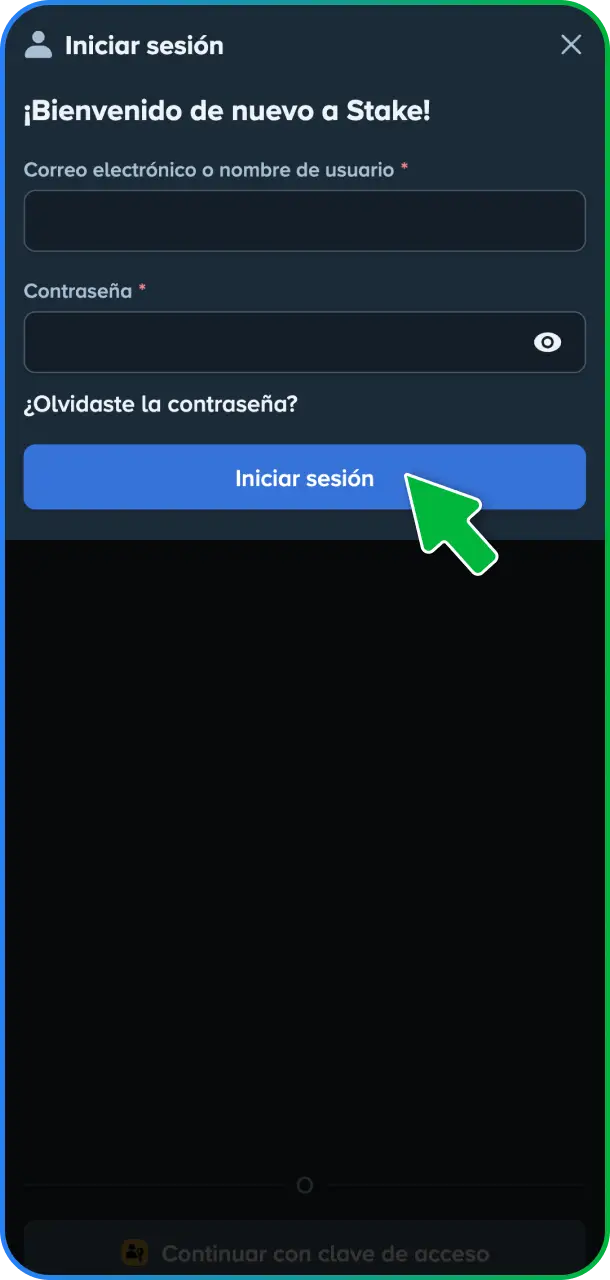 Tocá el nuevo ícono en tu pantalla principal e iniciá sesión con tu cuenta para jugar en Stake México.