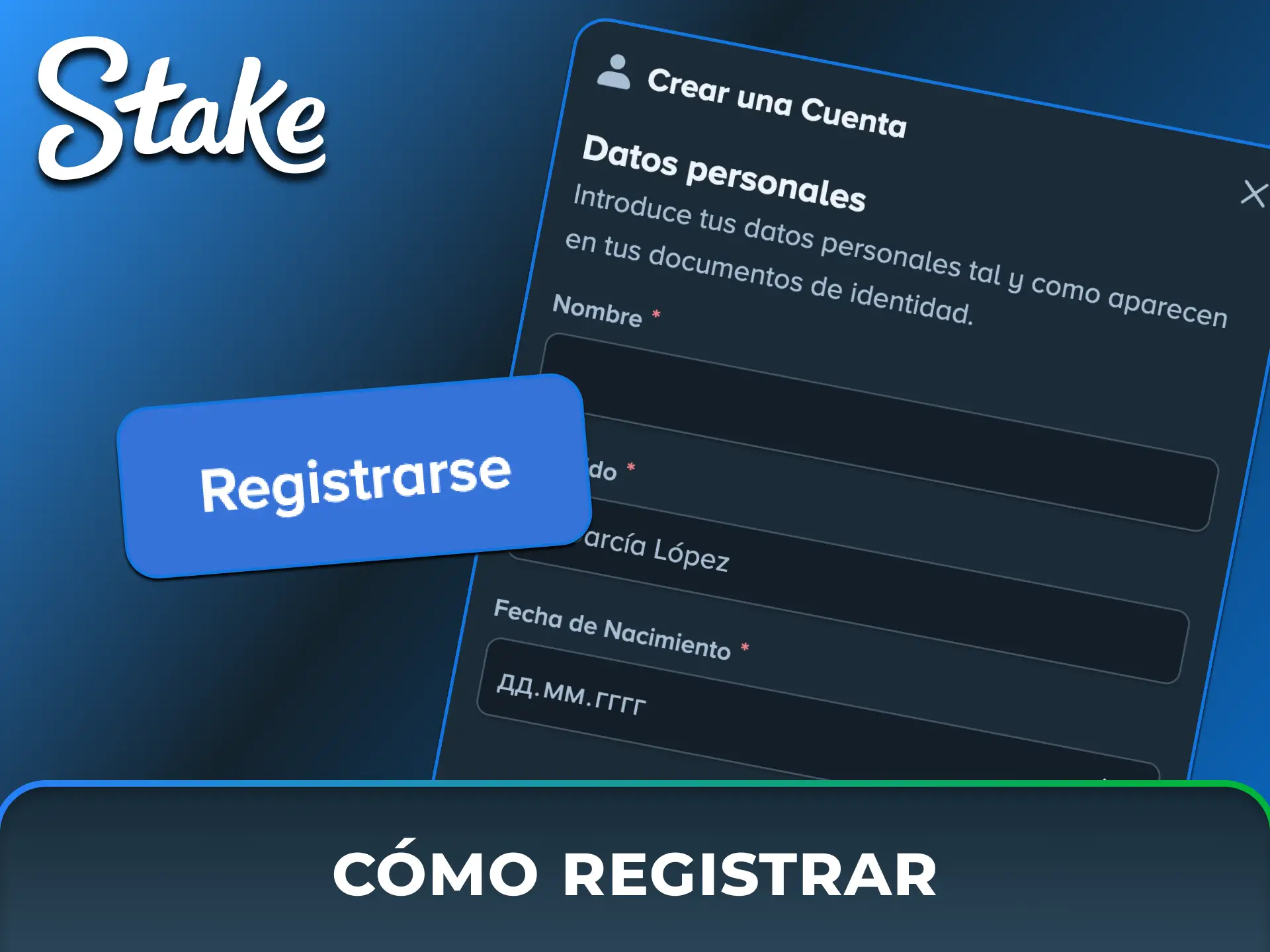 Aprendé a registrar una cuenta nueva rápidamente desde la interfaz móvil de la app de Stake México.