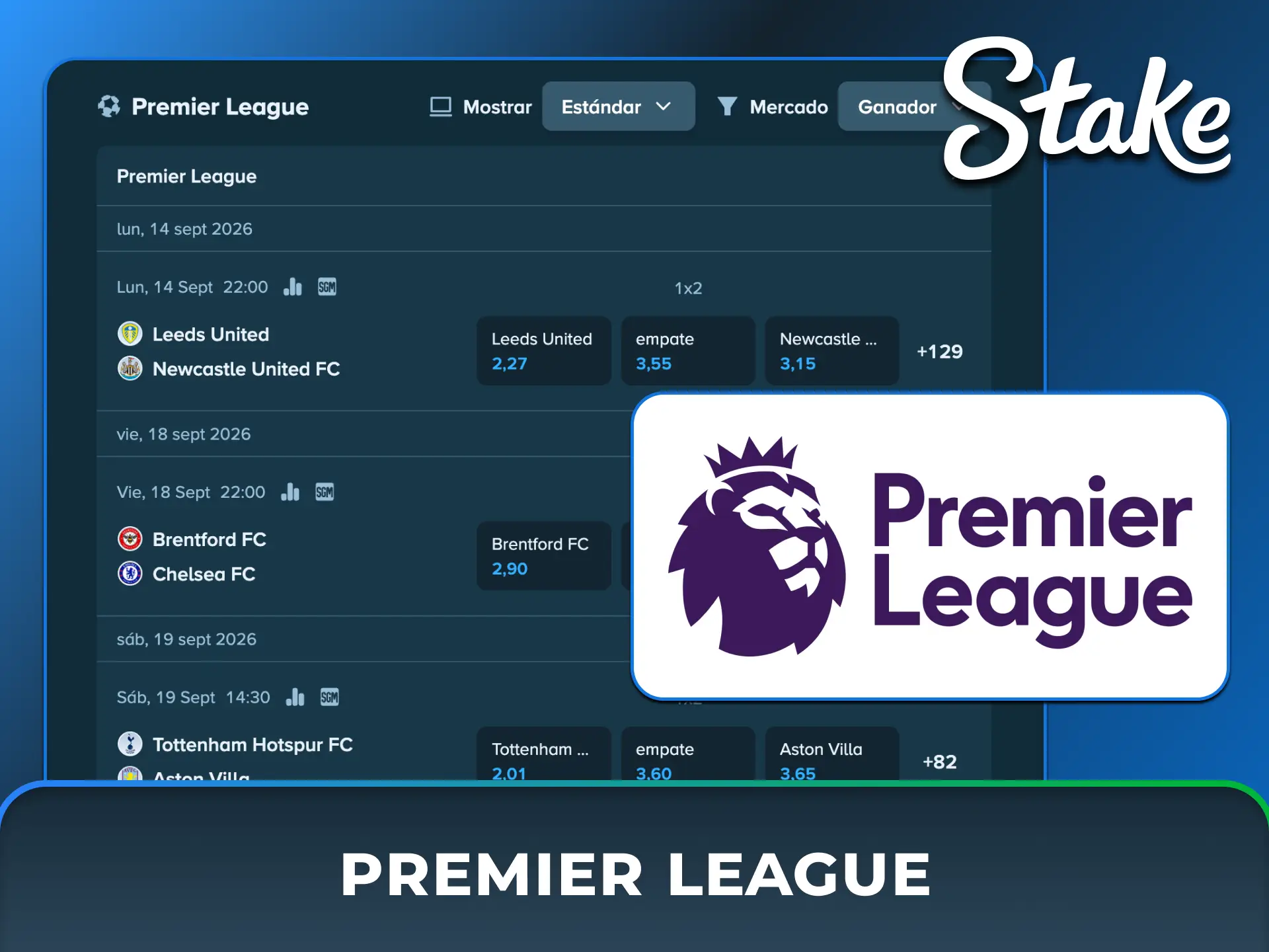 Apostá en la Premier League con cuotas actualizadas y mercados en vivo para todos los partidos en Stake México.