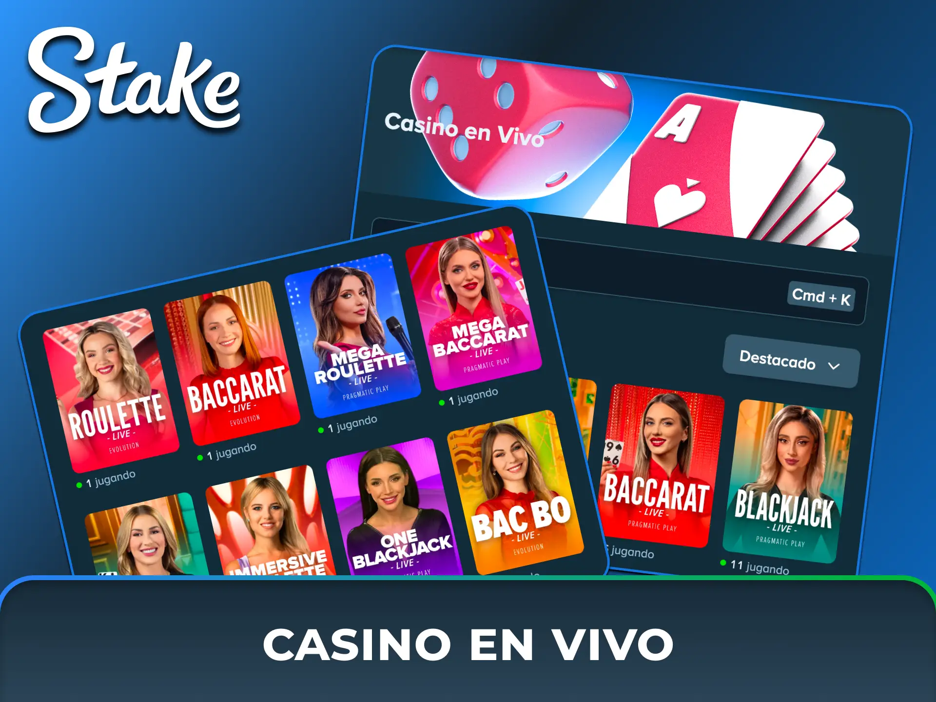 Disfrutá de mesas de ruleta, blackjack y baccarat en tiempo real con crupieres en vivo en Stake México.