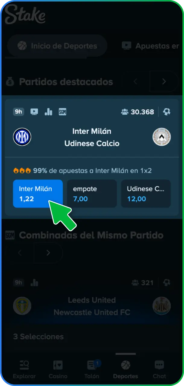 Explorá la biblioteca de juegos de casino o la sección de apuestas deportivas y empezá a jugar o apostar en Stake México.