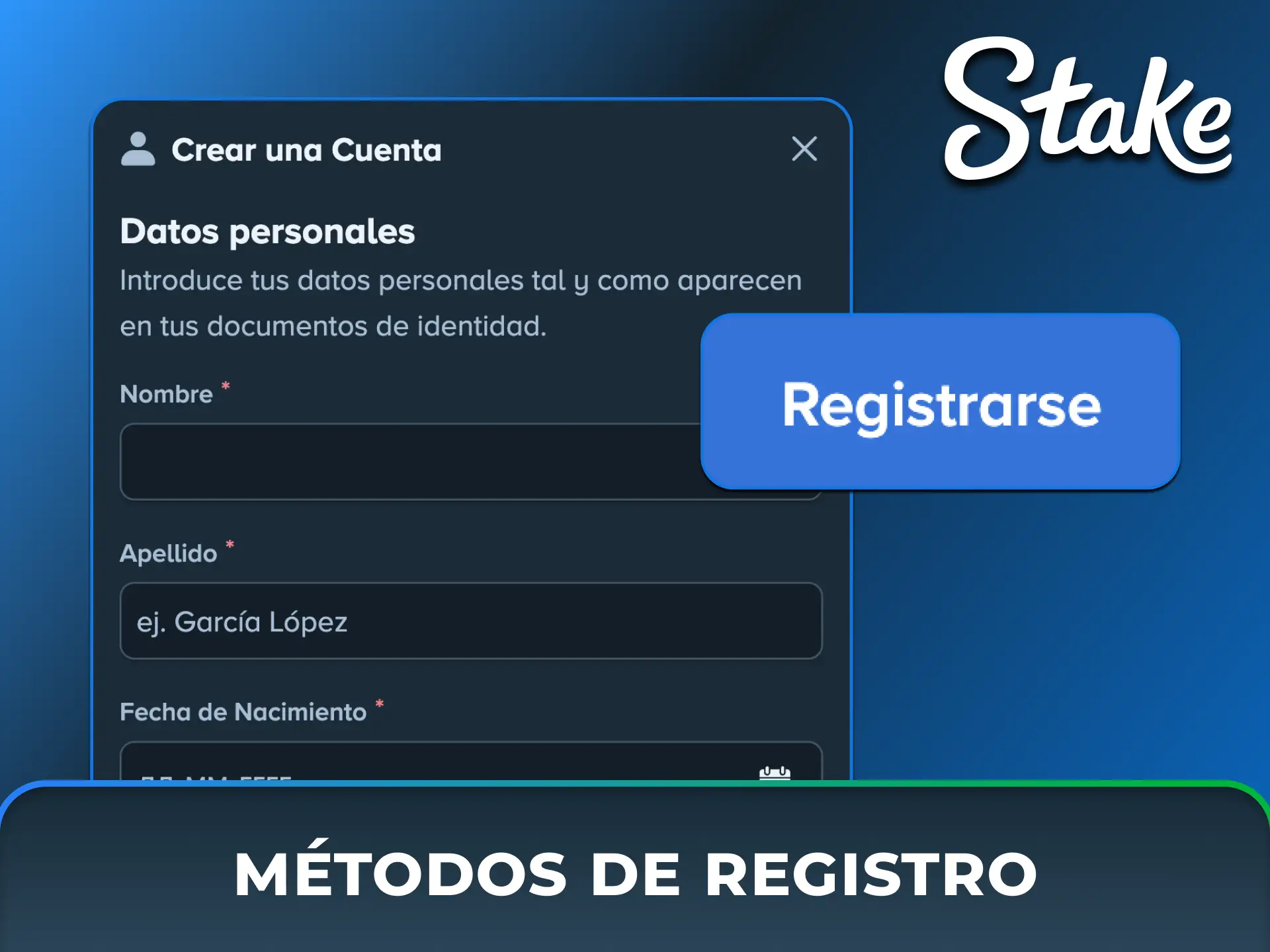 Explorá las diferentes opciones de registro disponibles para crear tu cuenta de forma rápida y segura en Stake México.