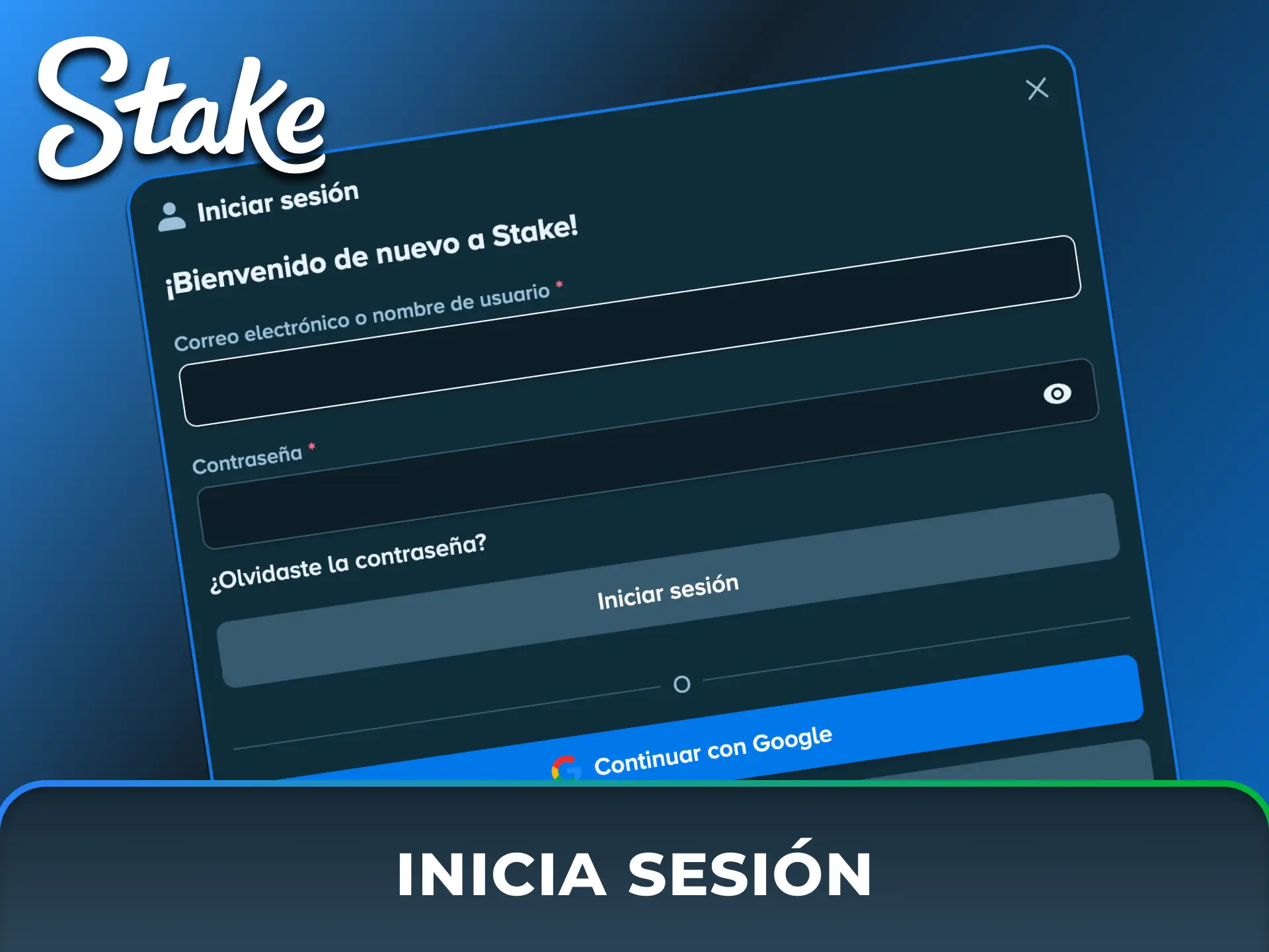 Accedé a tu perfil ingresando tu usuario y contraseña para iniciar sesión en Stake México.