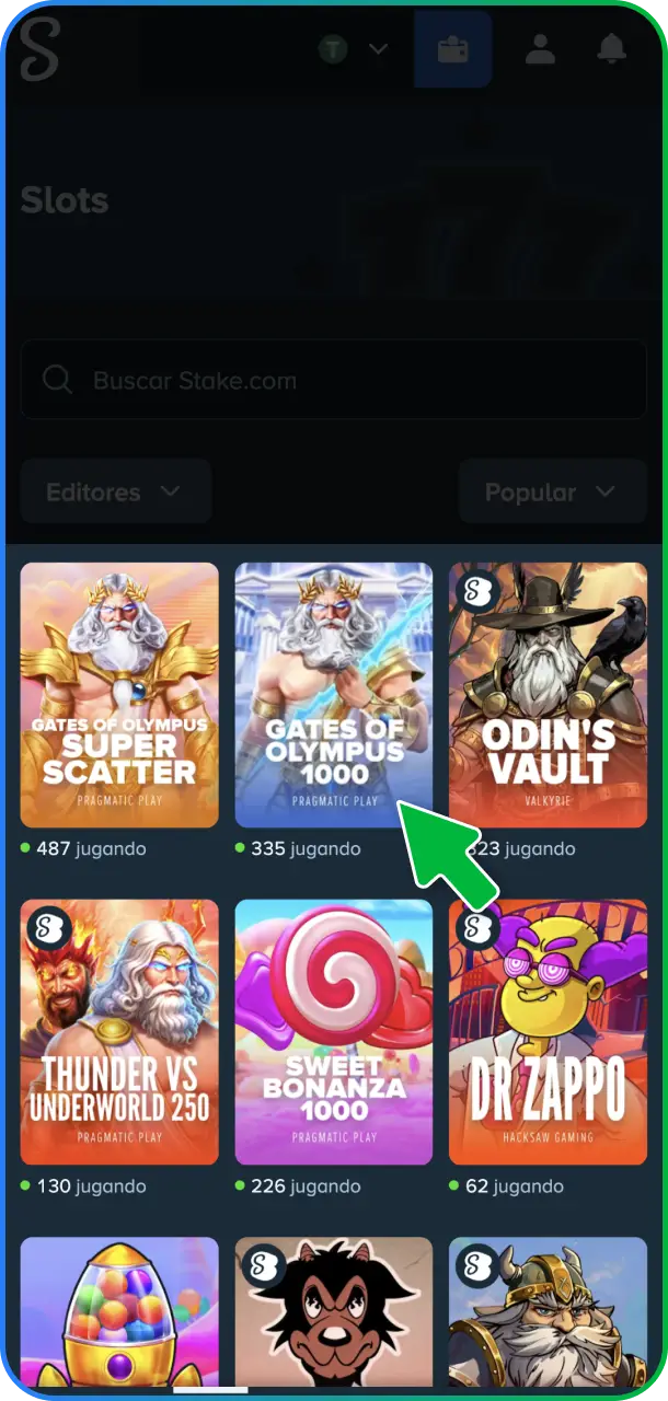 Explorá el catálogo principal del casino y elegí la tragamonedas que más te guste en Stake México.
